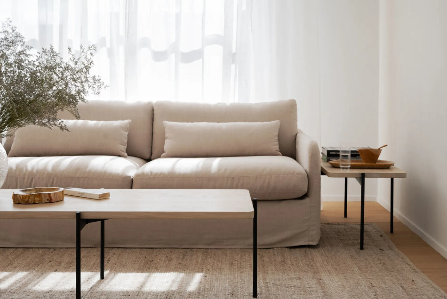 PEYTON soffa 3-sits beige tyg Ursula #282 (k3)