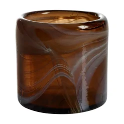 PURO Ljuslykta brun 11x11 h12cm 100% munblåst glas