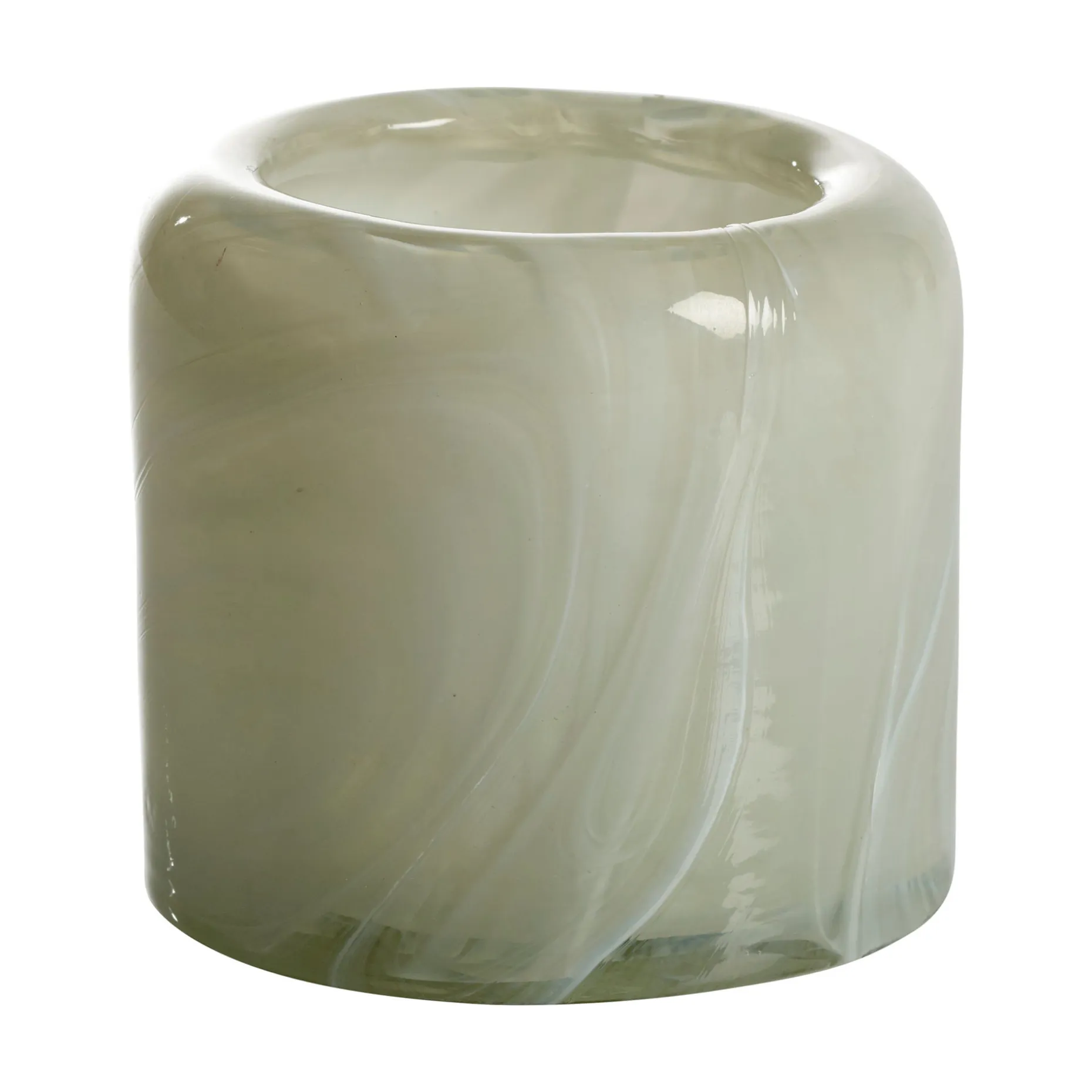 PURO Ljuslykta creme 11x11 h12cm 100% munblåst glas
