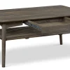 QUINTON Soffbord med låda 120x60 höjd 52 Massiv rökoljad ek