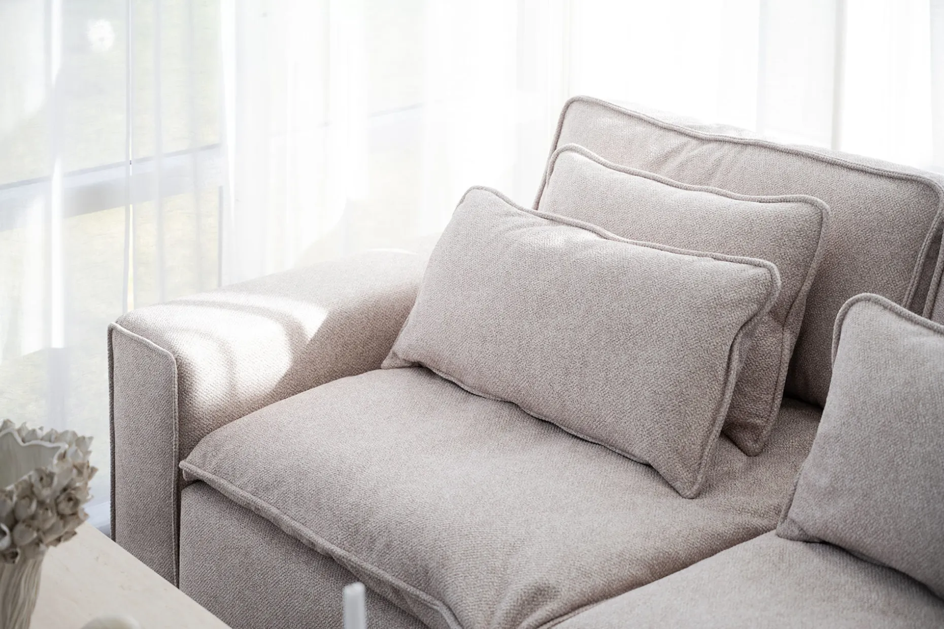 RAWLINS Soffa 3-sits beige tyg Bobby 2 (k2)