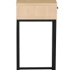 REGGIANO Sängbord H60, vitpigmenterad ek, svarta metallben, låda, lackad ekfaner, wl100