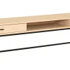 REGGIANO TV-bänk 180cm, vitpigmenterad ek, svarta metallben, låda och hylla, lackad ekfaner, wl100, max 40 kg