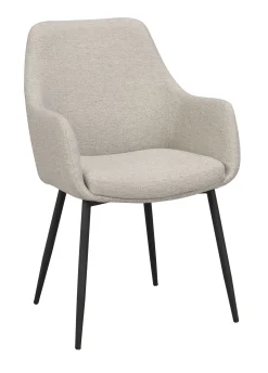 REILY karmstol tyg beige tyg svarta metallben