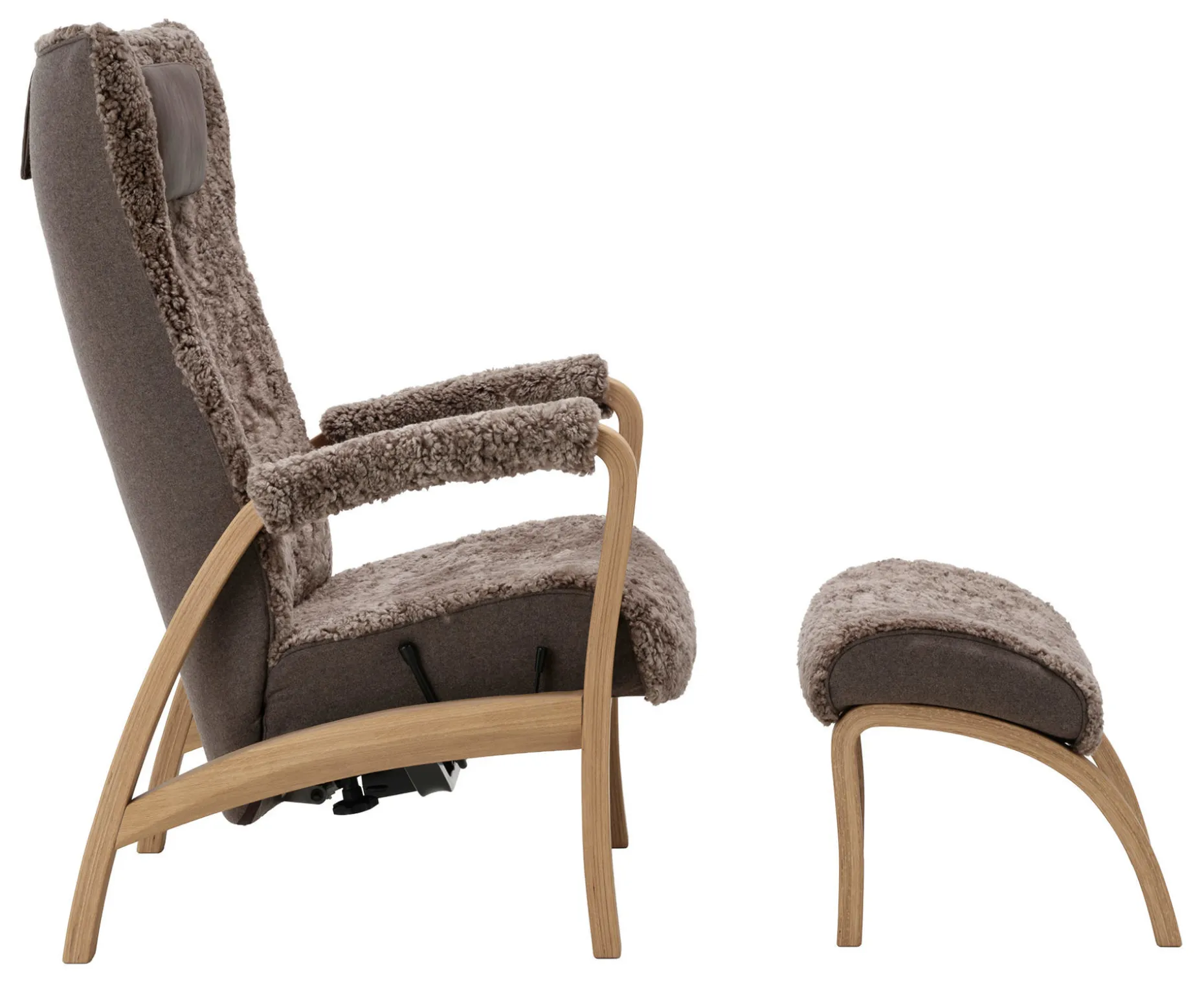 RELAX Fåtölj fast inkl pall fårskinn Sahara/Facet 36 shitake/Vintage Brown/oljad ek PAKETPRIS *NY*