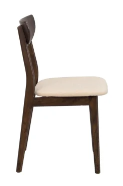 RODHAM Stol lackad massiv brun ek tyg beige