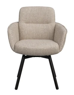 ROSWELL Karmstol ljusbeige tyg/bruna metallben snurr