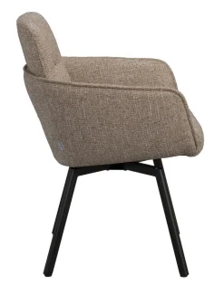 ROSWELL Karmstol mörkbeige tyg/bruna metallben snurr