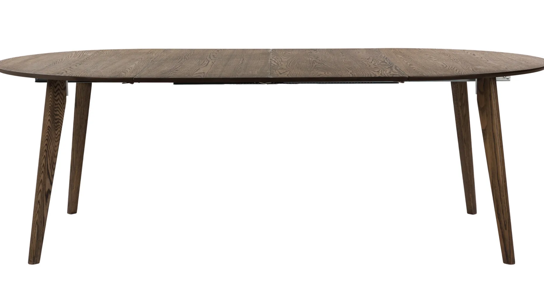 SAGAMORE Matbord Ø110 brunlackad ek, inkl 2x40 cm iläggsskivor, massiva ekben/ekfaner
