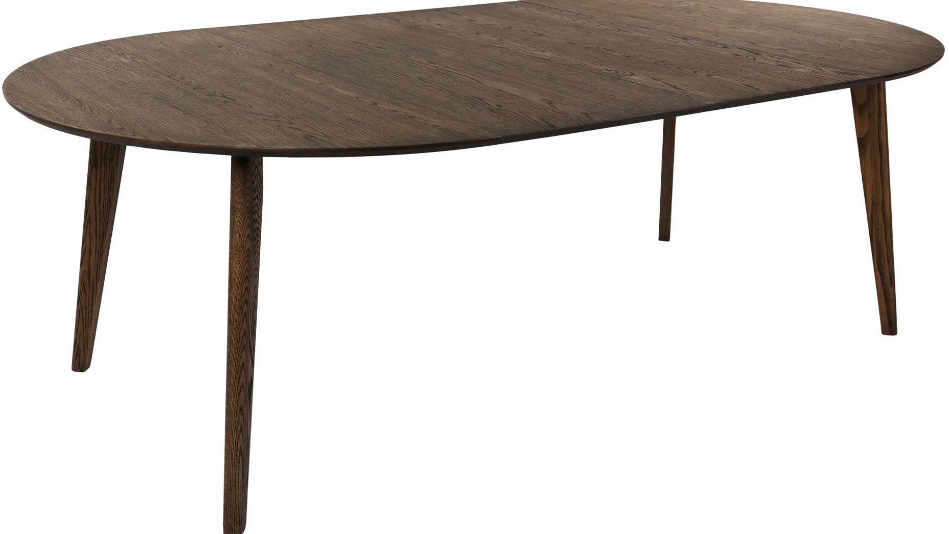 SAGAMORE Matbord Ø110 brunlackad ek, inkl 2x40 cm iläggsskivor, massiva ekben/ekfaner