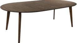 SAGAMORE Matbord Ø130 brunlackad ek, inkl 2x50 cm iläggsskivor, massiva ekben/ekfaner