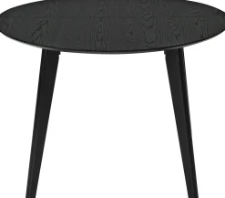 SAGAMORE Matbord Ø110 svartlackad ekfaner, inkl 2x40 cm iläggsskivor, helträ bokben