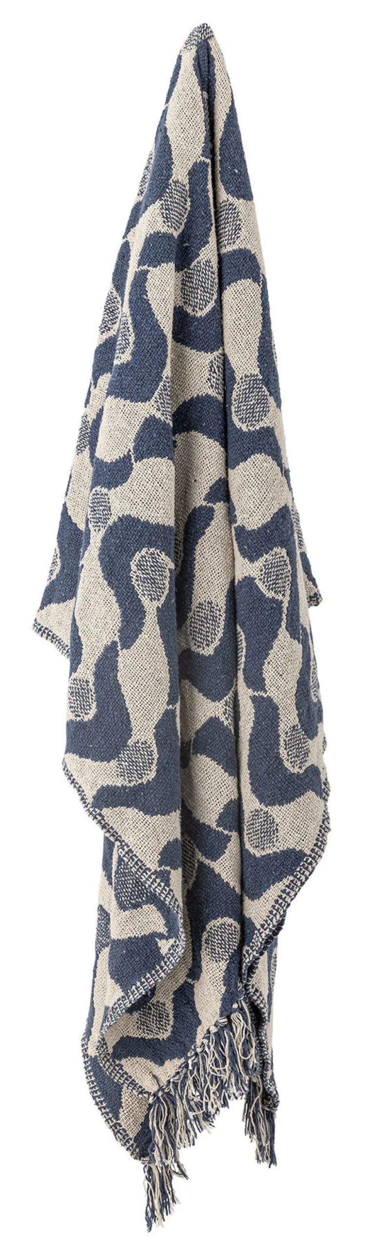 SANTENA Pläd, Blå, Återvunnen bomull, L160xB130 cm