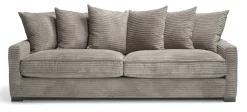 SAVOY (LS) 3-sits soffa 2 plymåer tyg Duo 5 Brown arm=Clementine, wengeben