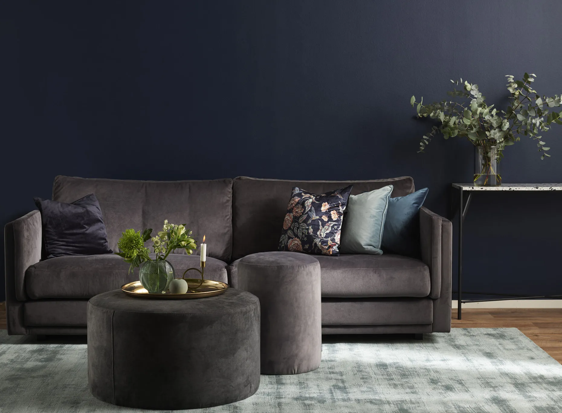 SENSE Sittpuff 70 cm tyg Reno 66 grey