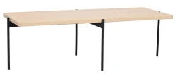 SHELTON soffbord 145x60 vitpigment ek/svart metall