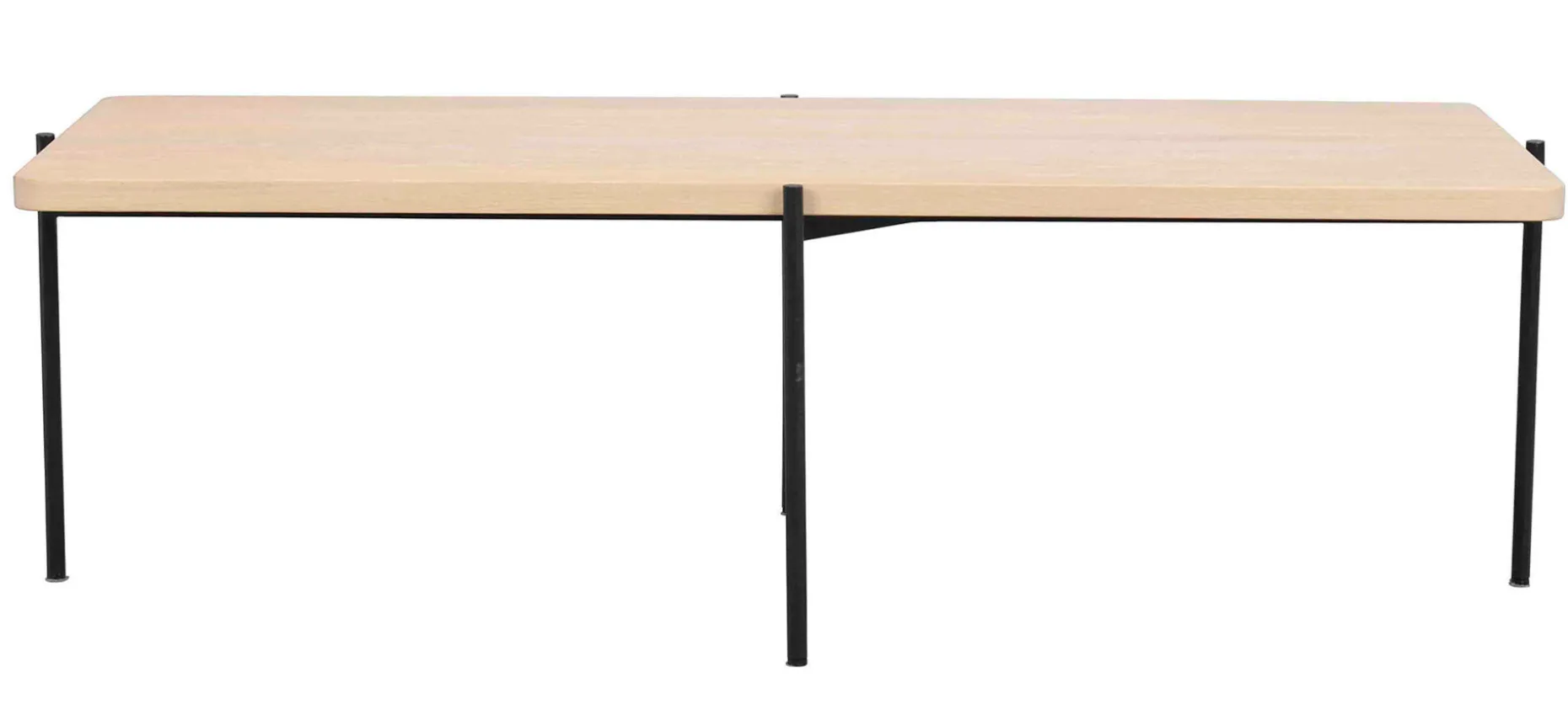 SHELTON soffbord 145x60 vitpigment ek/svart metall