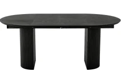SHIRAZ Matbord Ø105 + 2 ilägg á 40cm, svartbetsad lackad ask/ekfanér