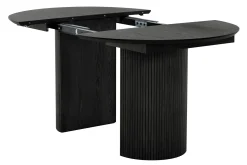 SHIRAZ Matbord Ø105 + 2 ilägg á 40cm, svartbetsad lackad ask/ekfanér