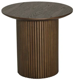 SHIRAZ Soffbord Ø50 brunlackad ek, helträ/ribbad fot