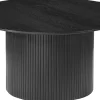 SHIRAZ Soffbord Ø90cm svart askfaner, helträ/ribbad fot Ø52cm