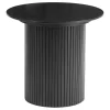 SHIRAZ Soffbord Ø50 svartlackad ask, helträ/ribbad fot. lackad askfaner