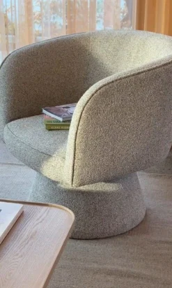 SHOREHAM Fåtölj beige tyg snurr
