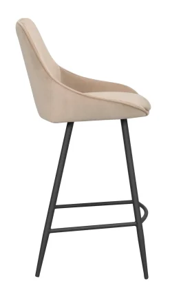 SIERRA Barstol beige sammet/svarta metallben