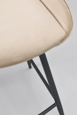 SIERRA Barstol beige sammet/svarta metallben