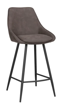 SIERRA Barstol mörkgrå microfiber/svarta metallben