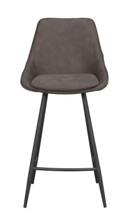 SIERRA Barstol mörkgrå microfiber/svarta metallben