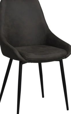 SIERRA stol microfiber mörkgrå/svarta metall ben