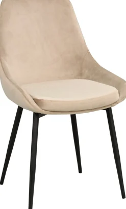 SIERRA Stol sammet beige, svarta metallben