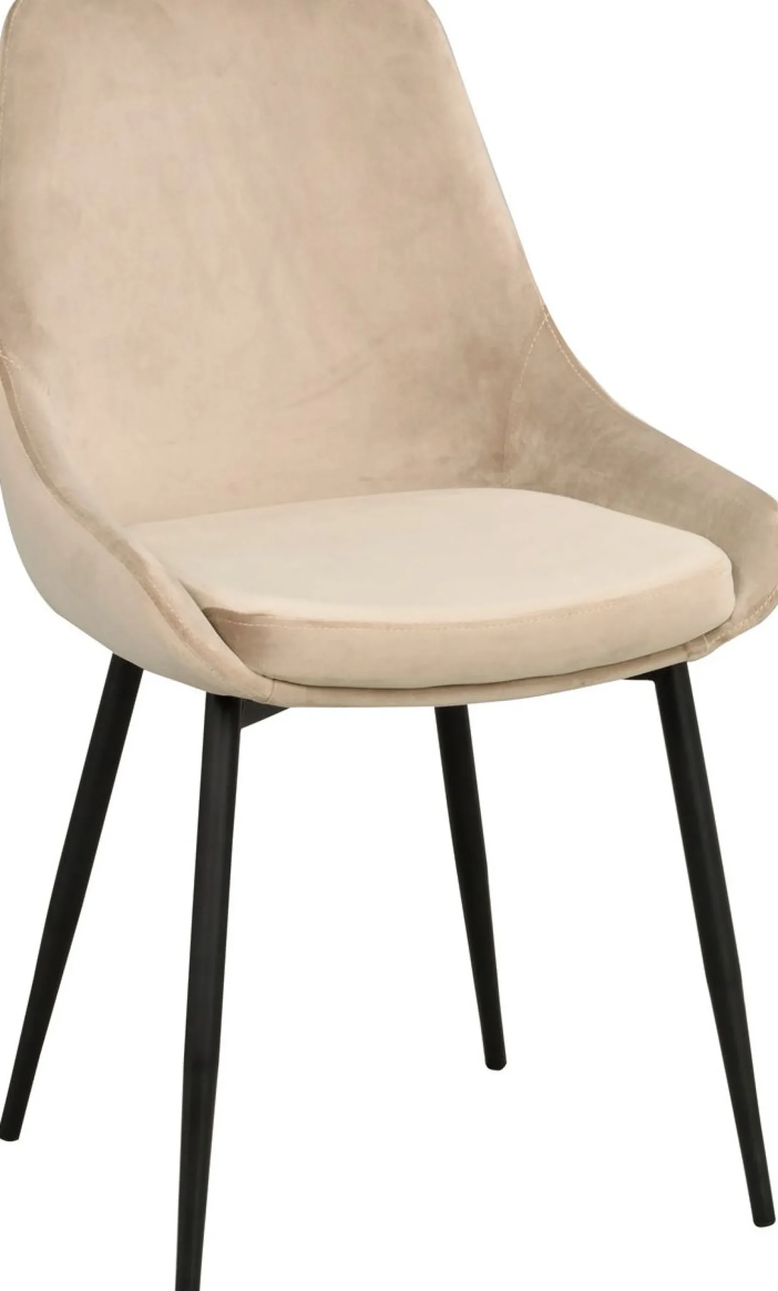 SIERRA Stol sammet beige, svarta metallben