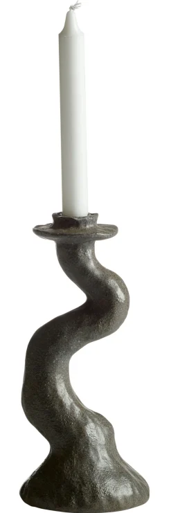 SNODDAS Ljusstake grå 12cm h25cm 100% polyresin