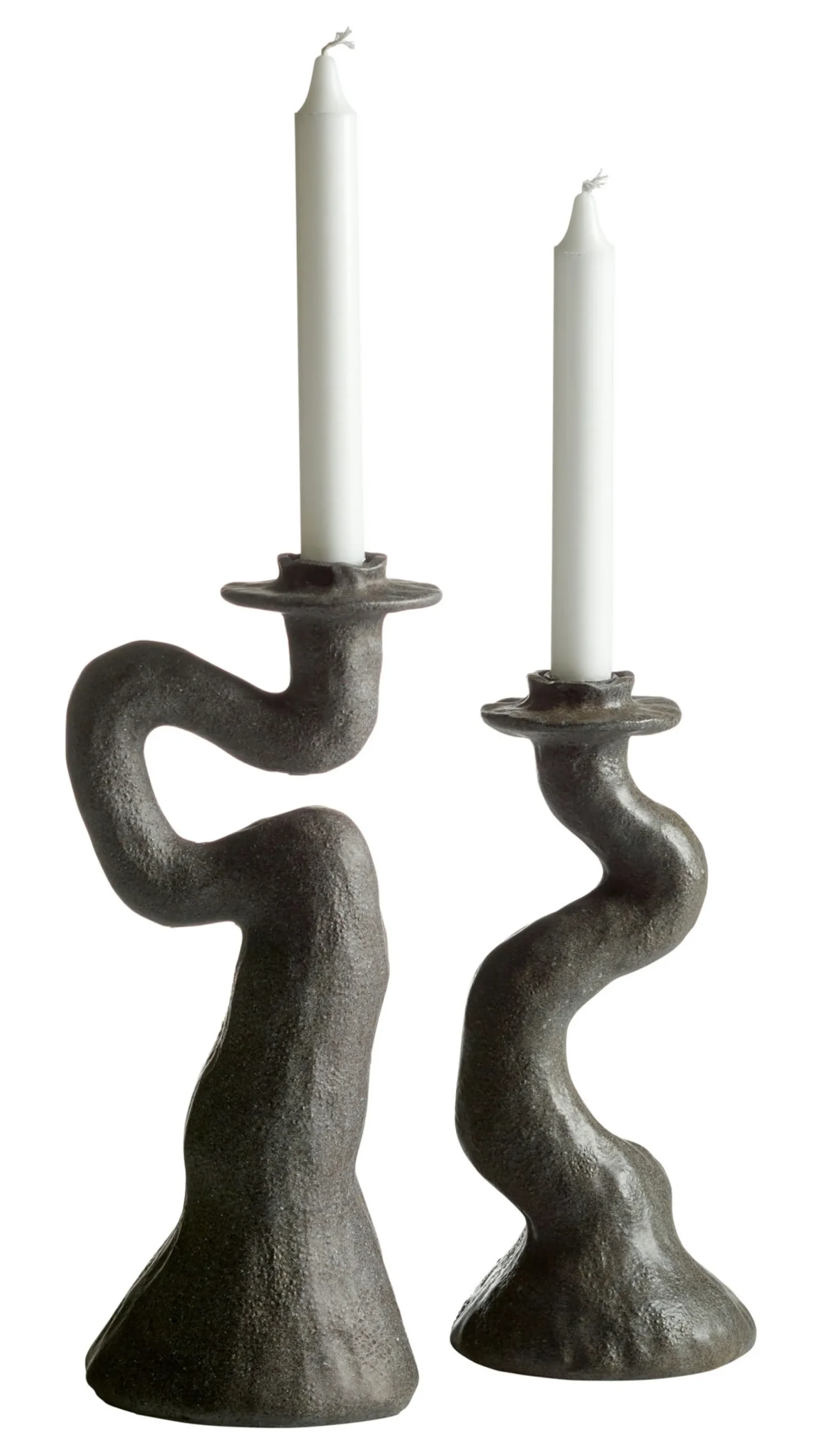 SNODDAS Ljusstake grå 12cm h25cm 100% polyresin