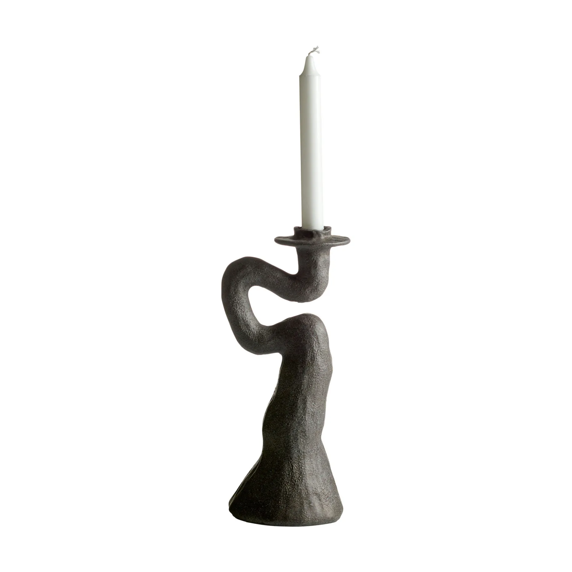 SNODDAS Ljusstake grå 12cm h31cm 100% polyresin