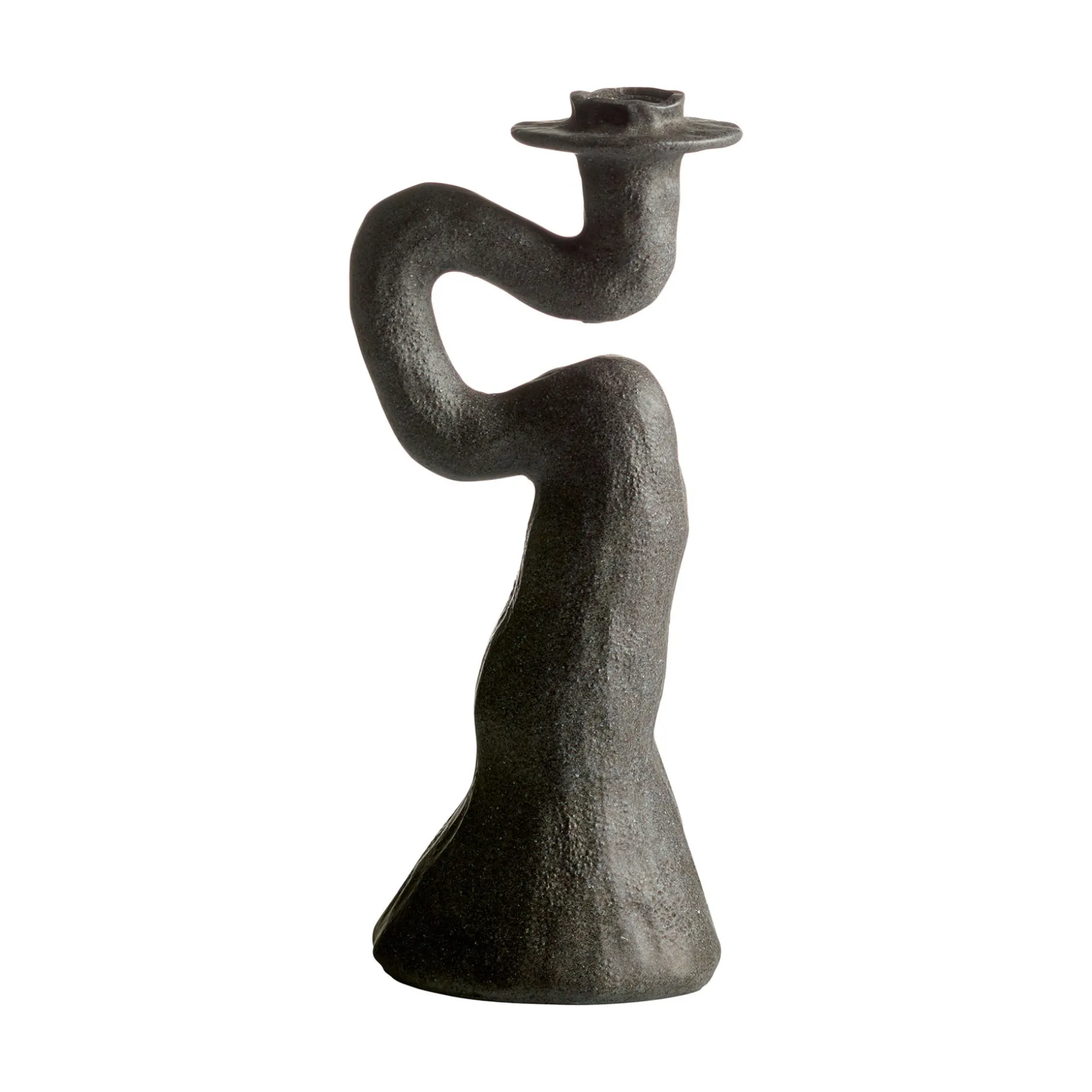 SNODDAS Ljusstake grå 12cm h31cm 100% polyresin