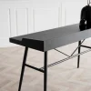 SPRINGDALE Skrivbord 140x55, H80cm mdf svart askfanér svarta metallben