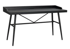 SPRINGDALE Skrivbord 140x55, H80cm mdf svart askfanér svarta metallben