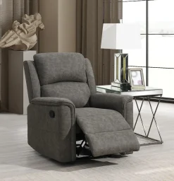 STALLONE Reclinerfåtölj tyg grå, manuell recliner., sitthöjd 48, sittdjup 55, sittbredd 49 cm