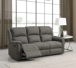 STALLONE Reclinersoffa 3-sits tyg grå, manuell recliner., sitthöjd 48, sittdjup 55, sittbredd 162 cm