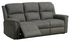 STALLONE Reclinersoffa 3-sits tyg grå, manuell recliner., sitthöjd 48, sittdjup 55, sittbredd 162 cm
