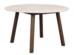 TARANSAY Matbord Ø125 beige travertin/brun ek
