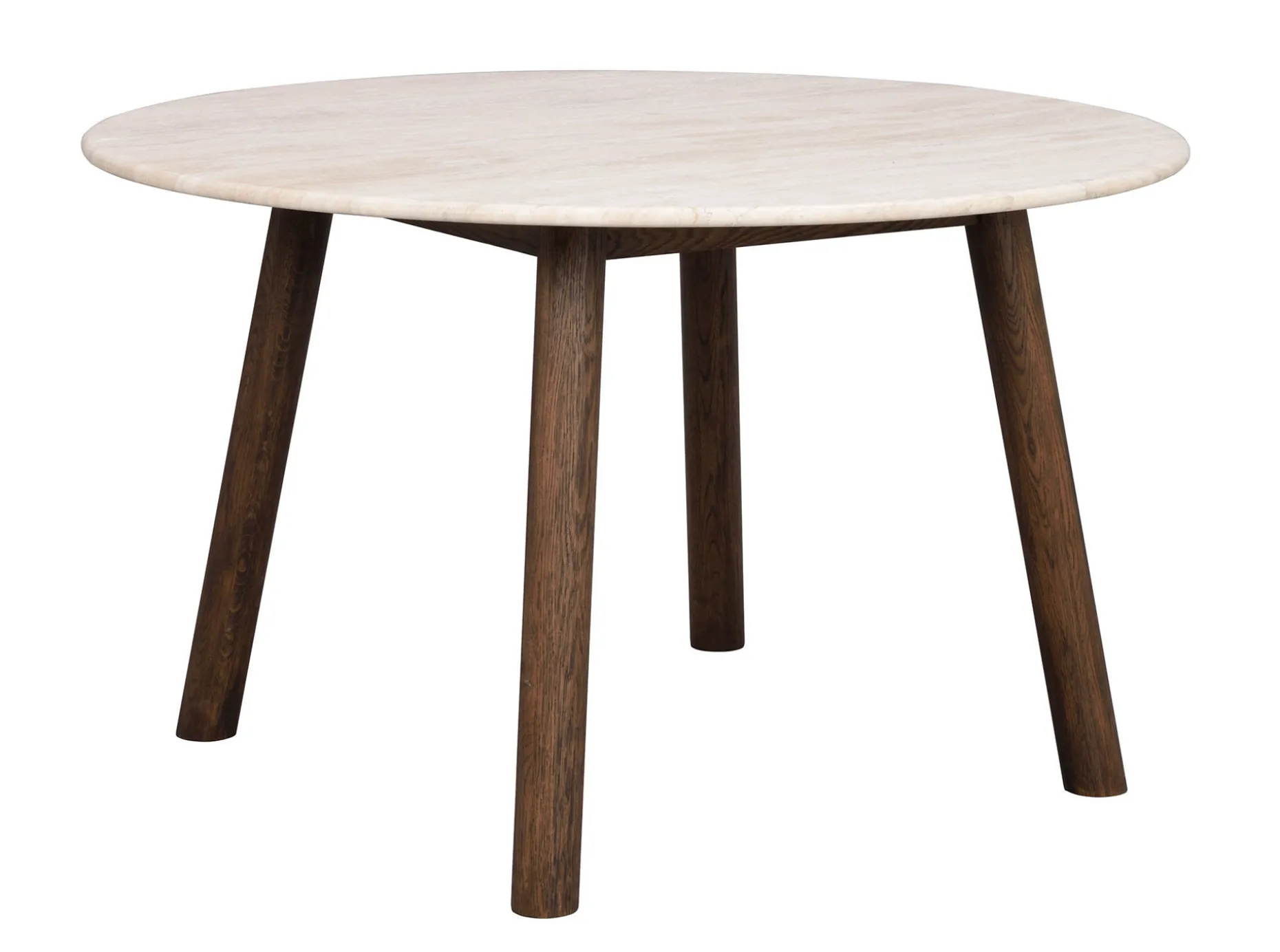 TARANSAY Matbord Ø125 beige travertin/brun ek