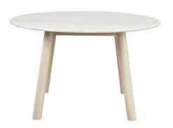 TARANSAY Matbord Ø125 beige travertin/vitpigmenterad ek