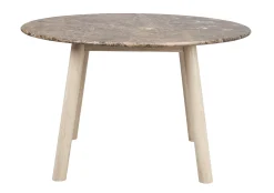 TARANSAY Matbord Ø125 brun travertin/vitpigmenterad ek