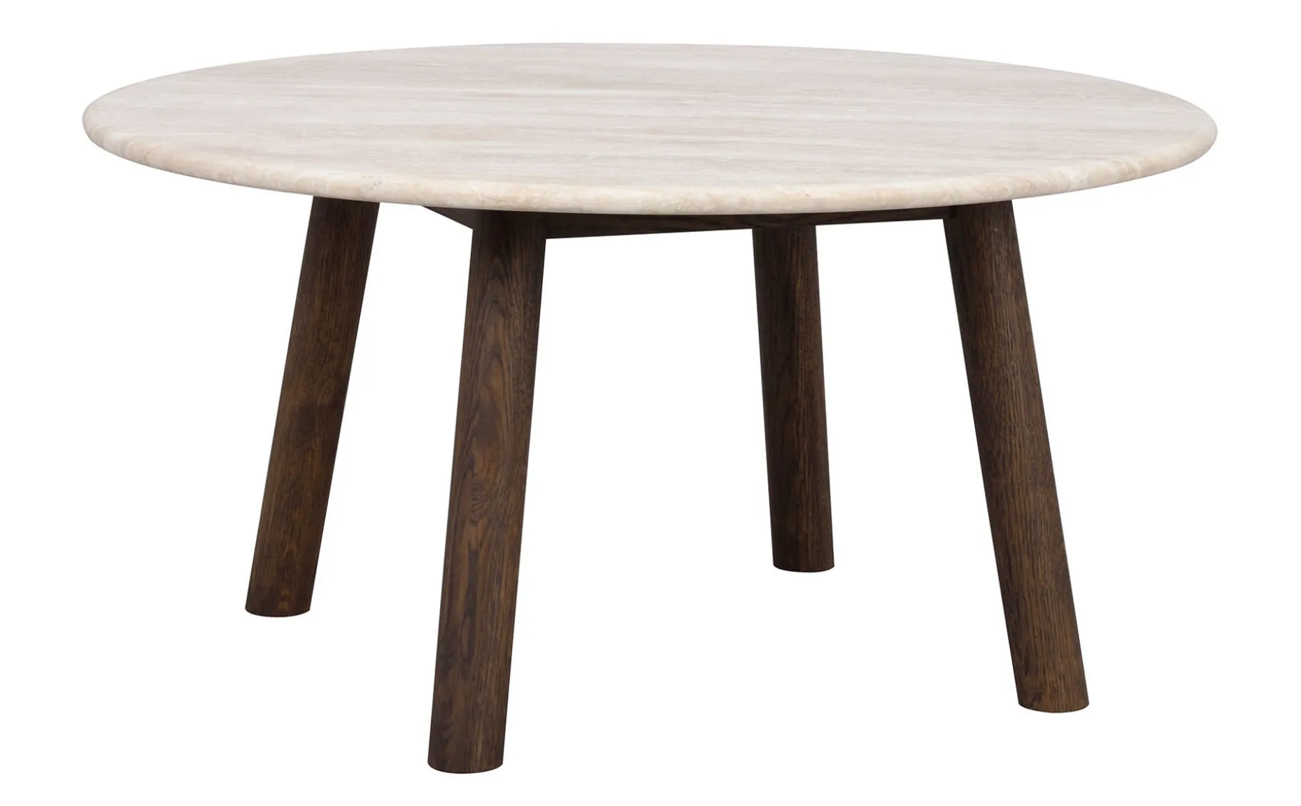 TARANSAY Soffbord Ø90 beige travertin/brun ek
