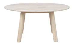 TARANSAY Soffbord Ø90 beige travertin/vitpigmenterad ek