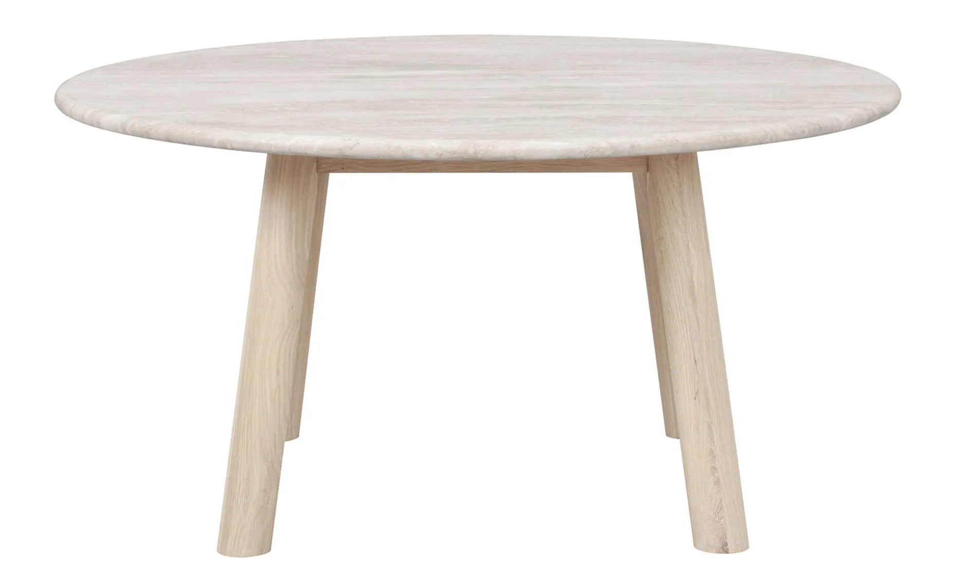 TARANSAY Soffbord Ø90 beige travertin/vitpigmenterad ek
